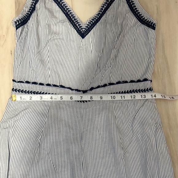 Japna Sky Blue Striped Jumpsuit with Navy Accents - Picture 3 of 10